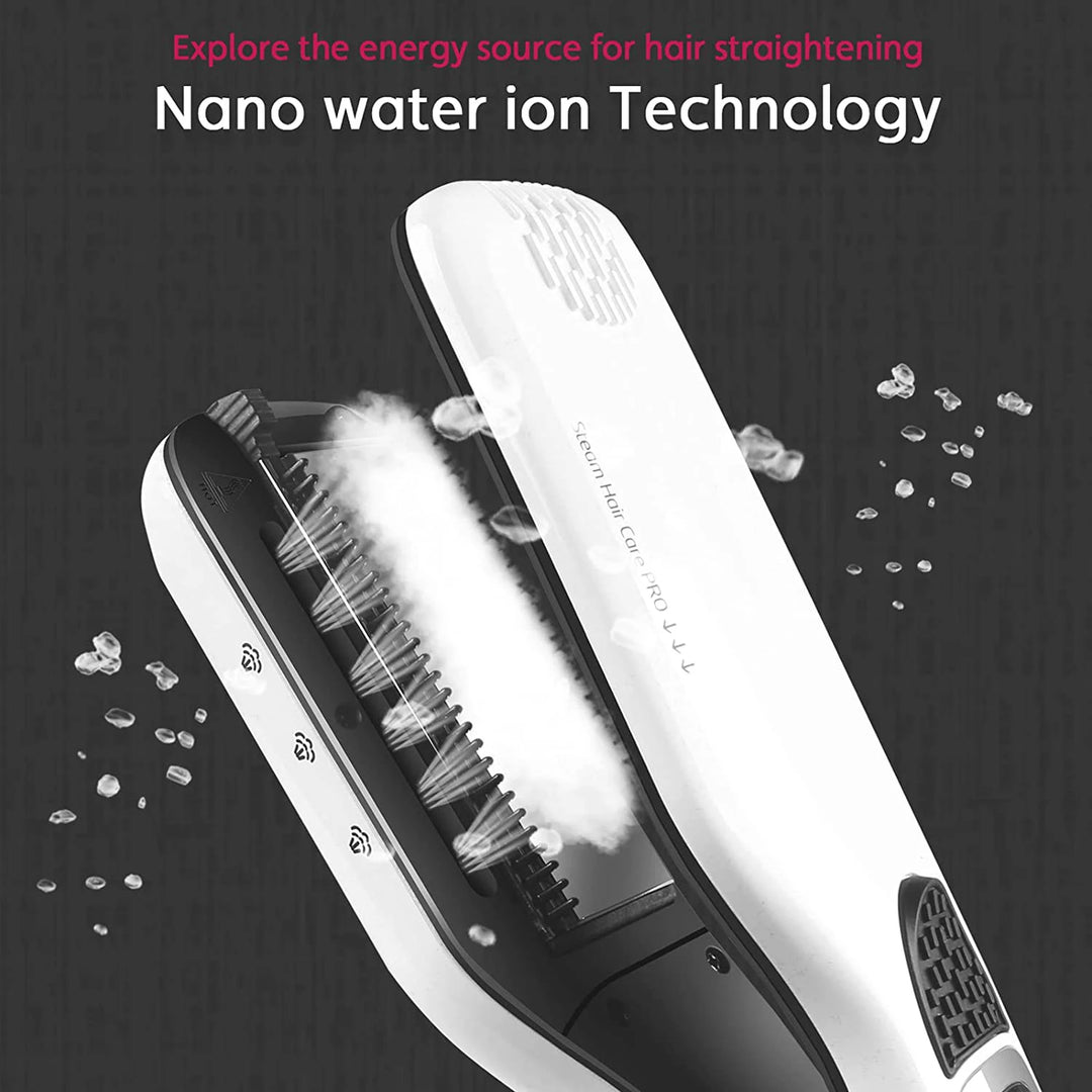 UKLISS Professional Steam Hair Straightener Comb – 2-in-1 Titanium Ceramic Flat Iron with Steam Technology for Silky, Frizz-Free Styling