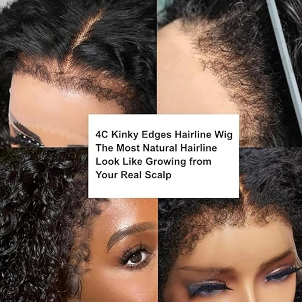 Kinky Curly Lace Front Bob – Natural 4C Edges Wig