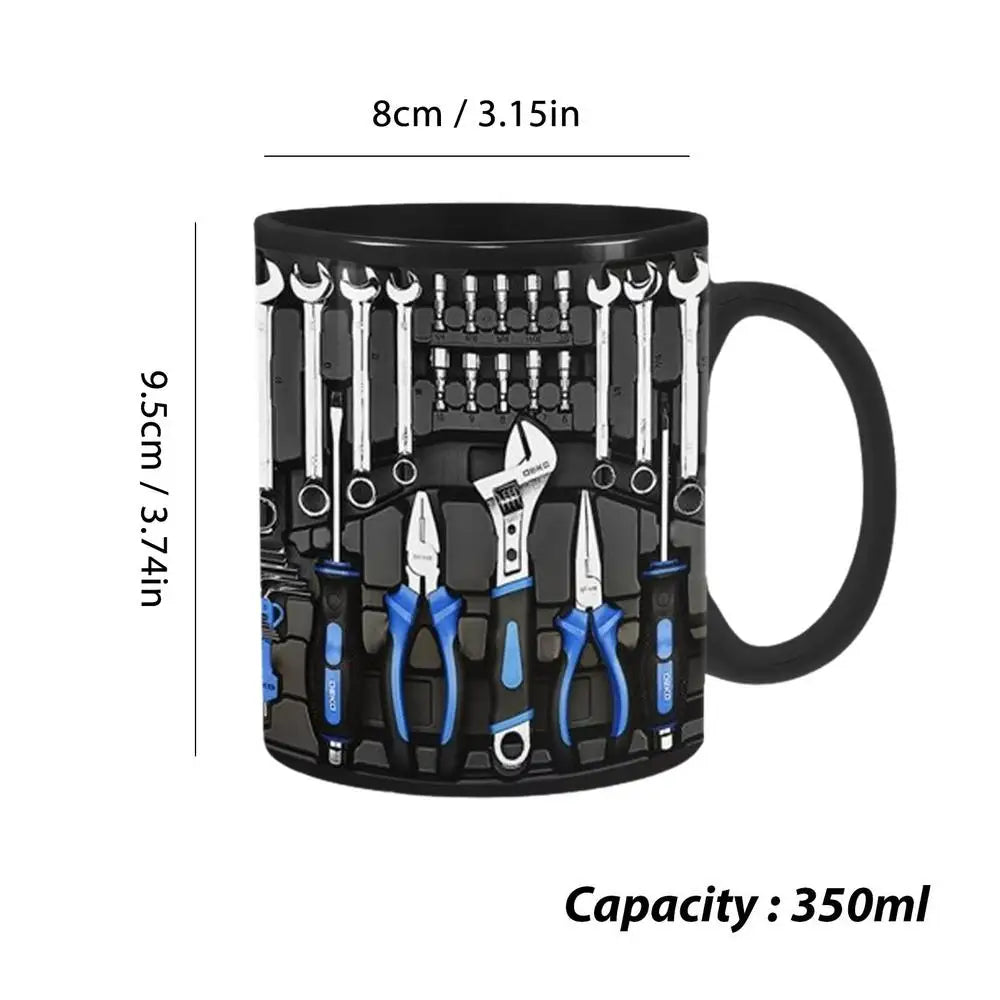 Power Tools Mug – Ceramic Coffee Cup with Toolbox Design (350ml)