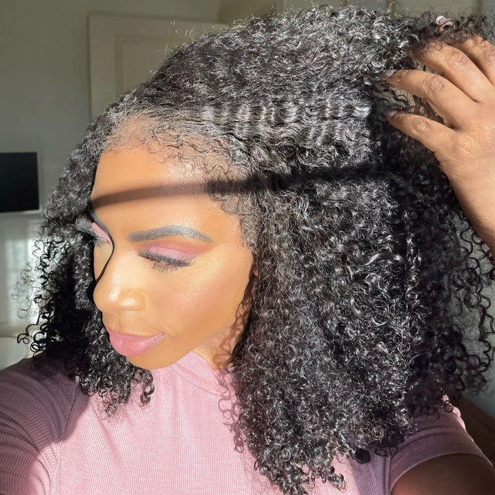 Kinky Curly Lace Front Bob – Natural 4C Edges Wig