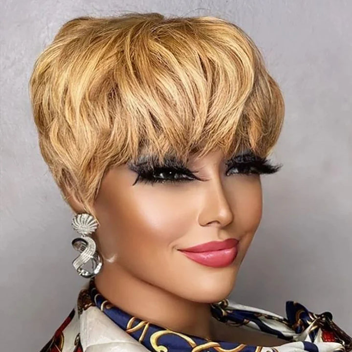 Luxe Confidence Pixie Wig – Short Brazilian Remy Hair with Bangs