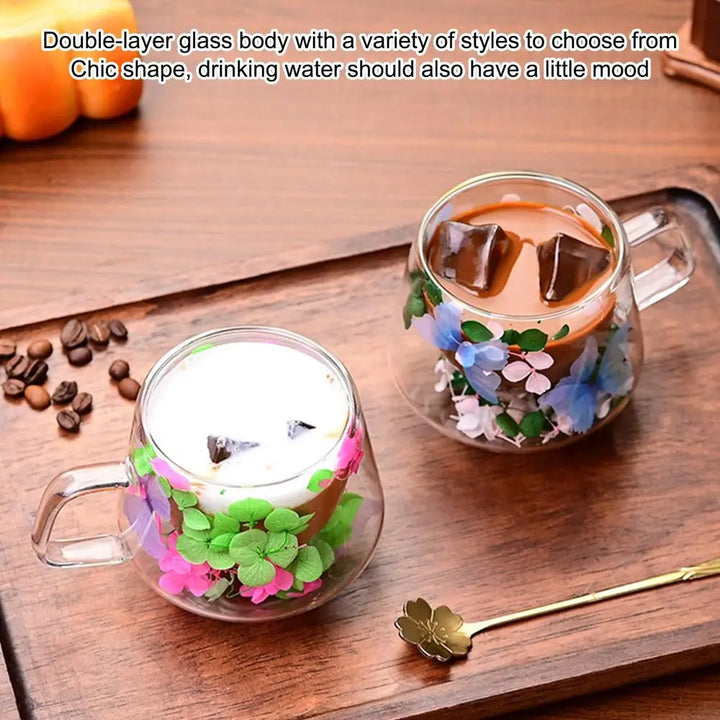 Ethereal Bloom Double-Walled Glass Mug (200ml)