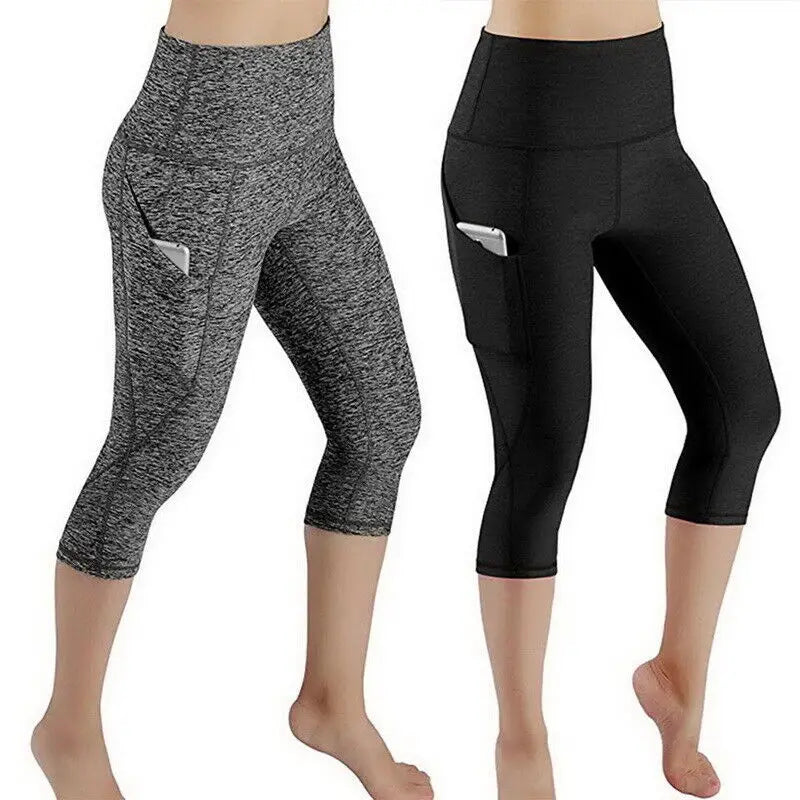 High Waist Seamless Crop Leggings – Tummy Control Yoga & Workout Tights for Women