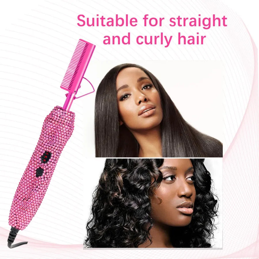 HeatSculpt Pro Electric Hot Comb – 2-in-1 Straightening & Curling Brush