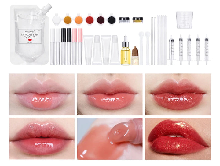 GlamLab DIY Lip Gloss Kit – Complete Moisturizing Lip Tint & Glitter Making Set