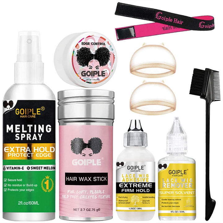 Ultimate Lace Melt Wig Styling Kit – Waterproof Adhesive, Tint Mousse & Edge Control Set