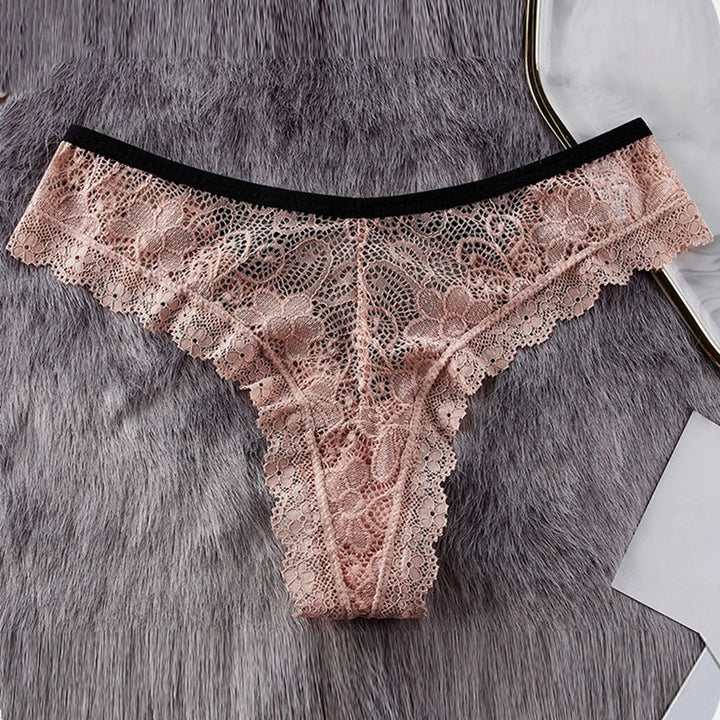 Lace Butterfly Bow Thong – Low Waist Hollow-Out Panty with Cotton Crotch