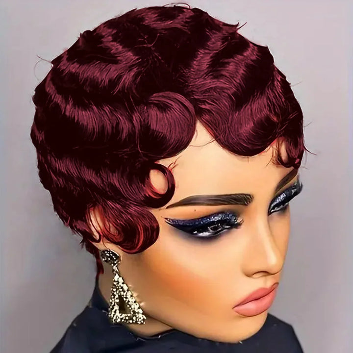 Velvet Wave Pixie – Short Finger Wave Remy Human Hair Wig