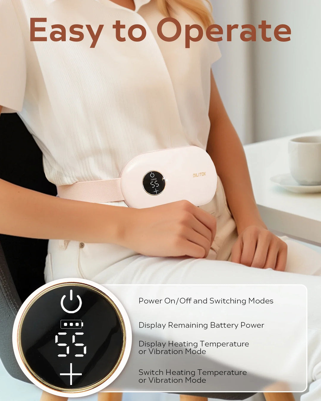 Portable Electric Heating Pad with Massage – USB Rechargeable & Adjustable Waist Bel