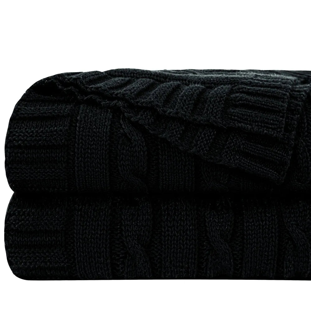 Ntbay 100% Cotton Cable Knit Throw, Super Soft Warm Knitted Blanket Home Decor