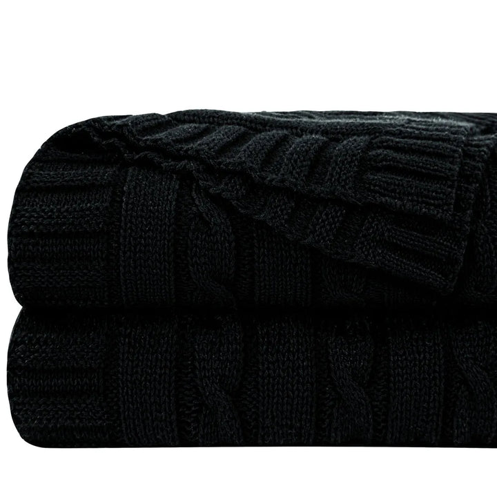 Ntbay 100% Cotton Cable Knit Throw, Super Soft Warm Knitted Blanket Home Decor
