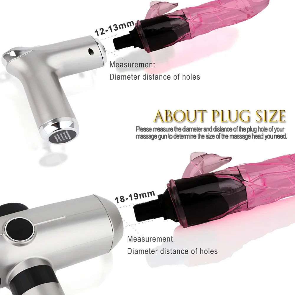 PAQIN Fascia Gun Vibrator Attachment – Soft Silicone G-Spot & Clitoral Stimulator Head, Waterproof Dildo Massager for Women & Couples