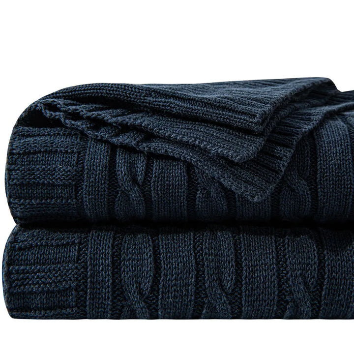 Ntbay 100% Cotton Cable Knit Throw, Super Soft Warm Knitted Blanket Home Decor