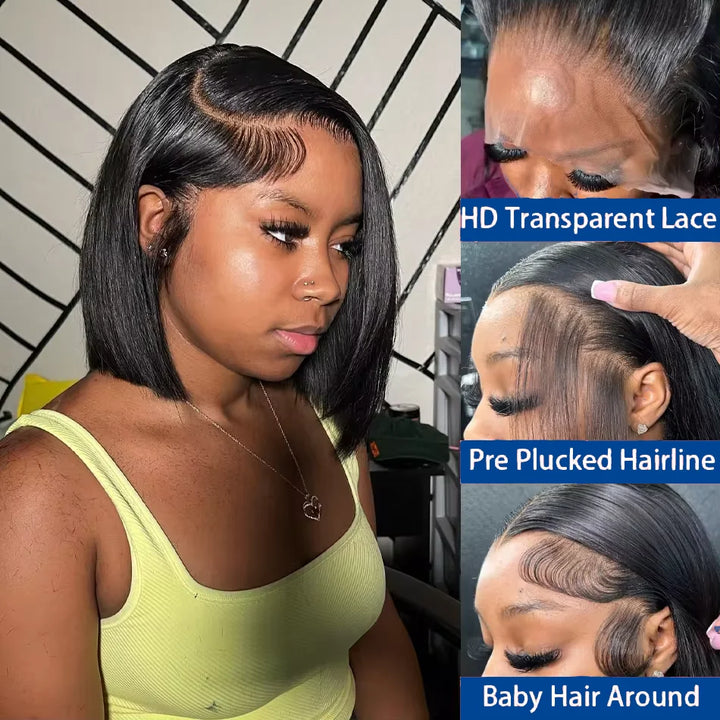 Essential Elegance Bob – Straight 100% Human Hair Wig with Transparent Lace