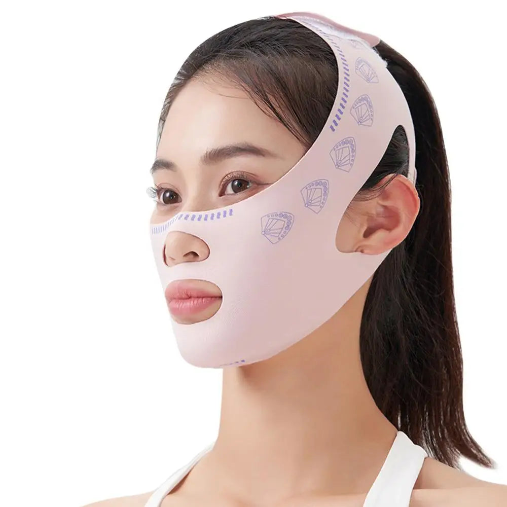 V-Line Face Sculpting Sleep Mask – Pink Facial Slimming Strap for Chin Lift, Contour Shaping & Skin Tightening