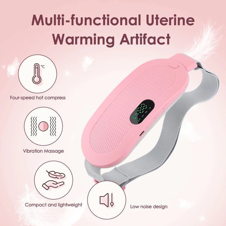 Menstrual Heating Pad Abdominal Massager – Warm Palace Belt with Vibration Massage for Period Pain & Cramps Relief