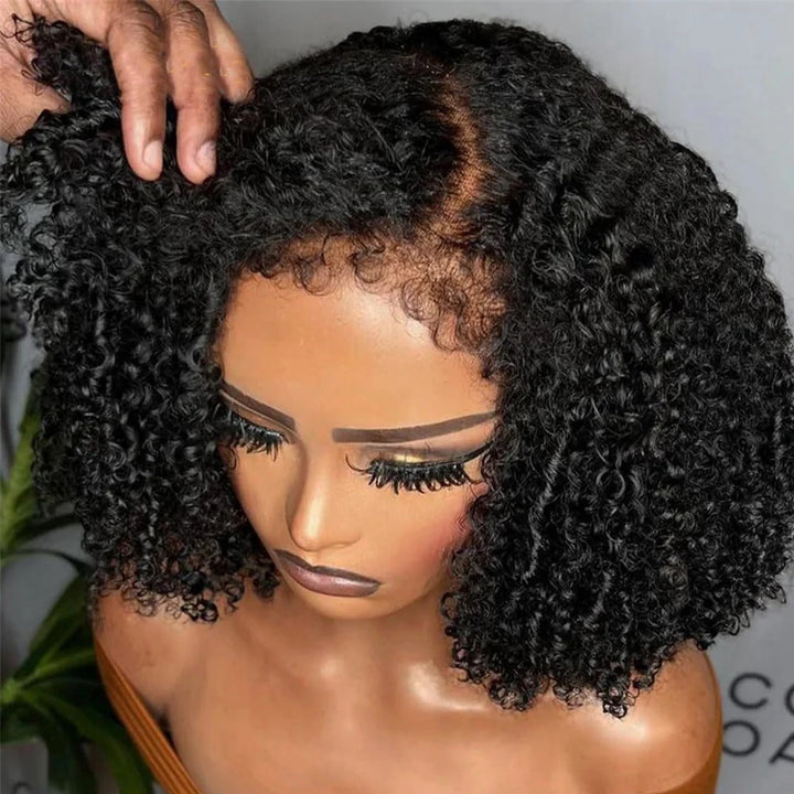 Kinky Curly Lace Front Bob – Natural 4C Edges Wig
