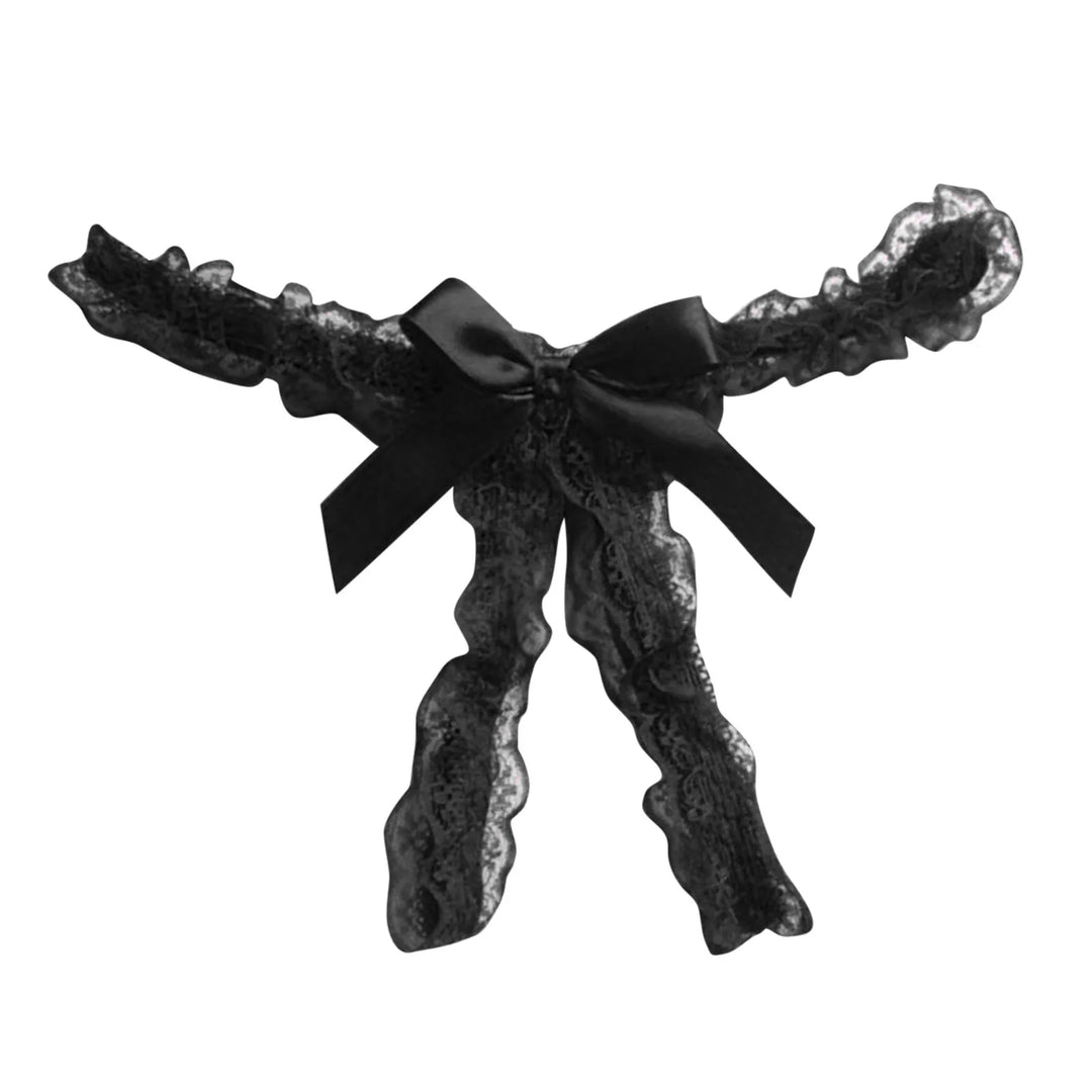 Crotchless Lace Bow Thong – Sexy Open Crotch G-String for Women