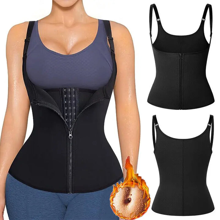 Women's Sauna Waist Trainer Vest – Black Neoprene Shaper