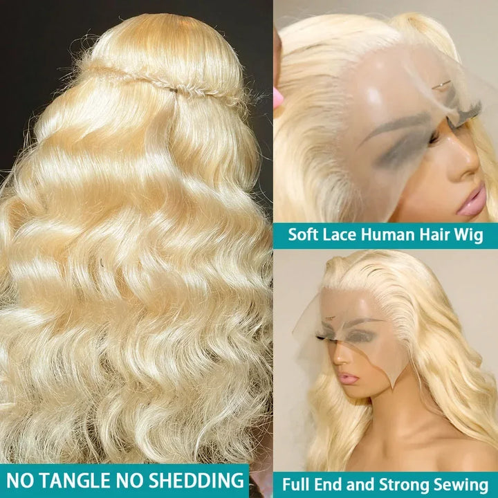 Golden Blonde HD Lace Wig – 100% Human Hair Body Wave, 30"