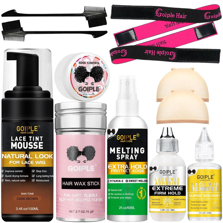 Ultimate Lace Melt Wig Styling Kit – Waterproof Adhesive, Tint Mousse & Edge Control Set