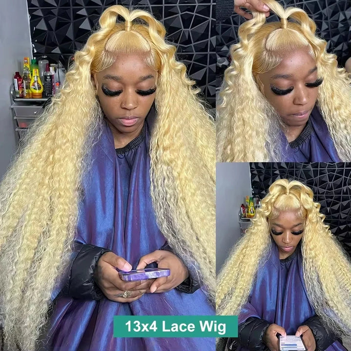 Honey Luxe Deep Wave Wig – 30" HD Lace Front in 613 Blonde