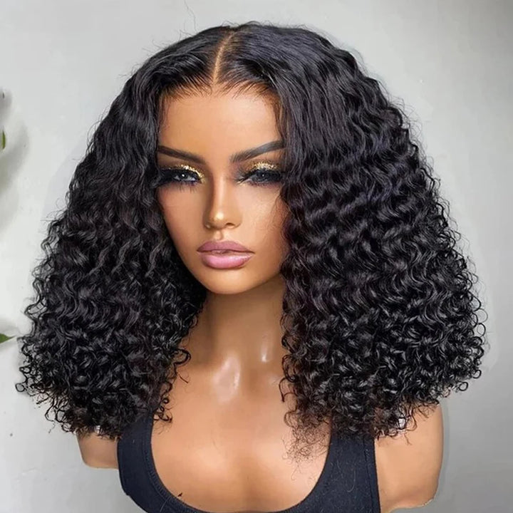 Water Wave Glueless Bob – Pre-Cut 13x4 Lace Front Wig in Natural Black