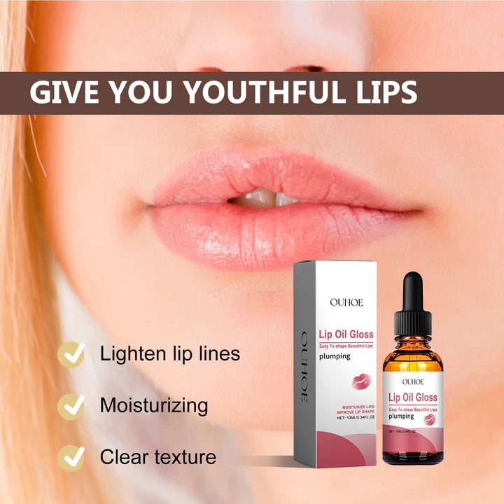 Long-Lasting Lip Plumping Essential Oil – Moisturizing Lip Balm with Coconut Oil, Vitamin E & Squalane – Smooths Fine Lines & Boosts Lip Elasticity (10ml)