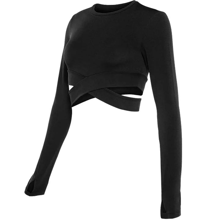 Women's Long Sleeve Crop Top – Quick-Dry Yoga & Fitness Shirt