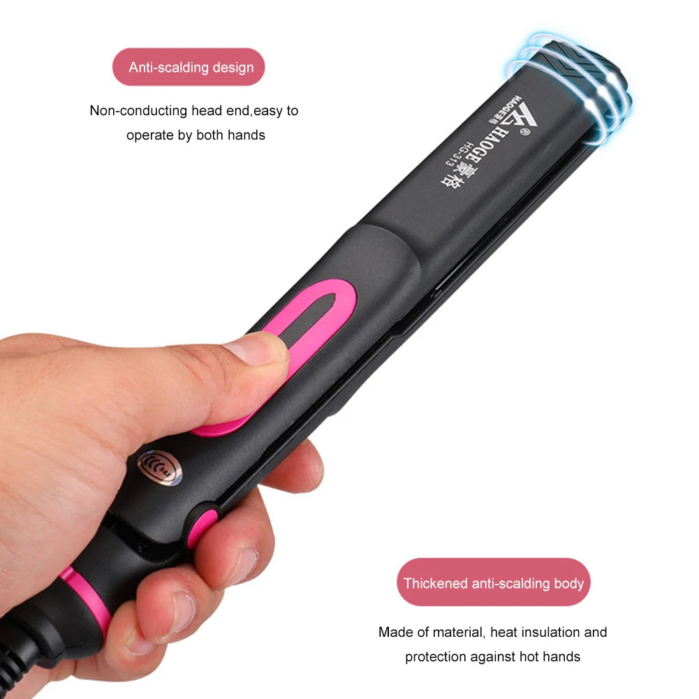 GlowFlex 2-in-1 Mini Hair Straightener & Curler – Anti-Scald, Dual-Use Styling Tool