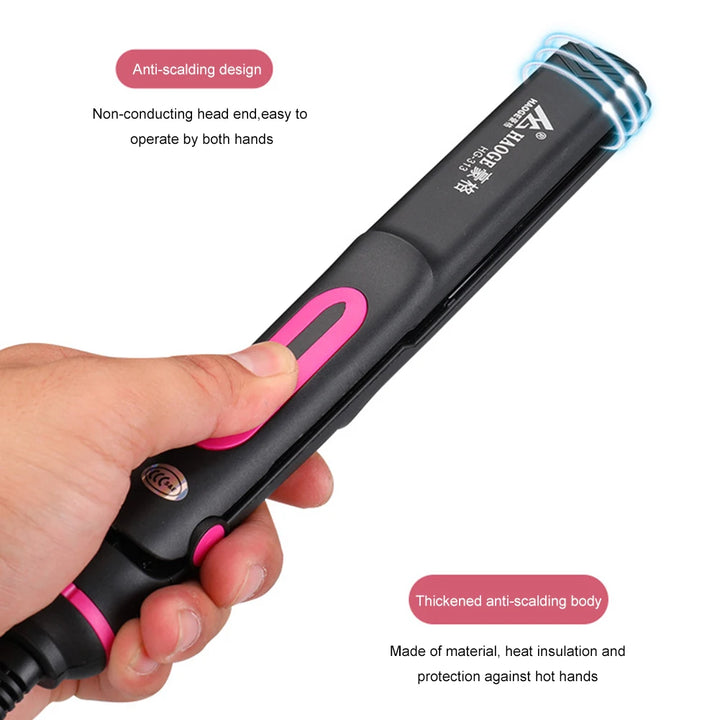 GlowFlex 2-in-1 Mini Hair Straightener & Curler – Anti-Scald, Dual-Use Styling Tool