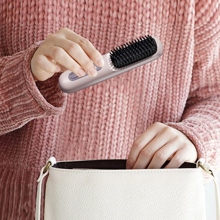 FreedomFlow Cordless Heat Brush – Rechargeable 3-Temp Straightening Comb