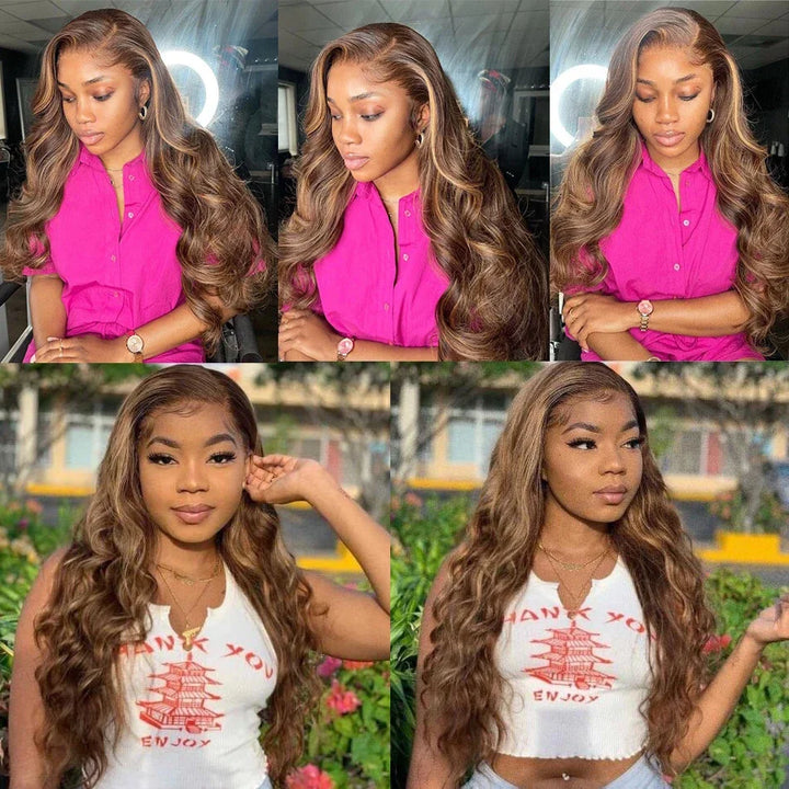Radiance Honey Body Wave Wig – 30" HD Lace Front in Ombre 4/27