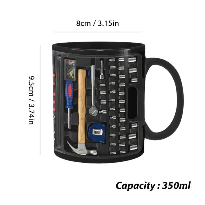 Power Tools Mug – Ceramic Coffee Cup with Toolbox Design (350ml)