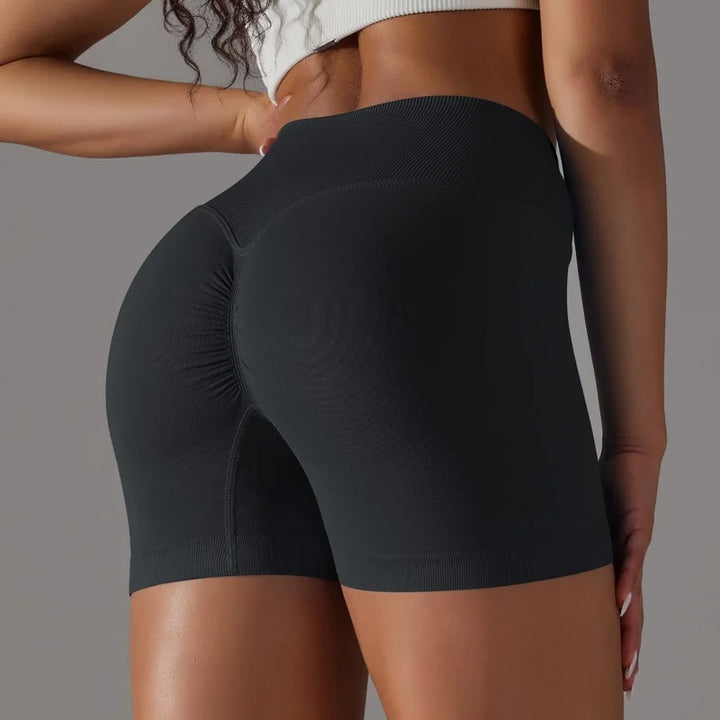 EmpowerEase Seamless Scrunch Butt High-Waist Yoga Shorts – 3-Piece Set