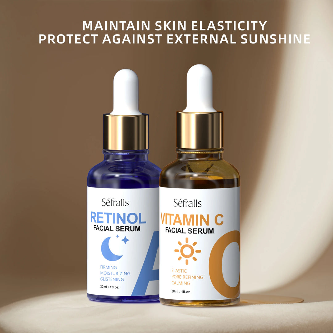 Séfralls Dual-Action Retinol & Vitamin C Serum Set – 2PCS Morning & Night Brightening + Anti-Aging Skincare Duo