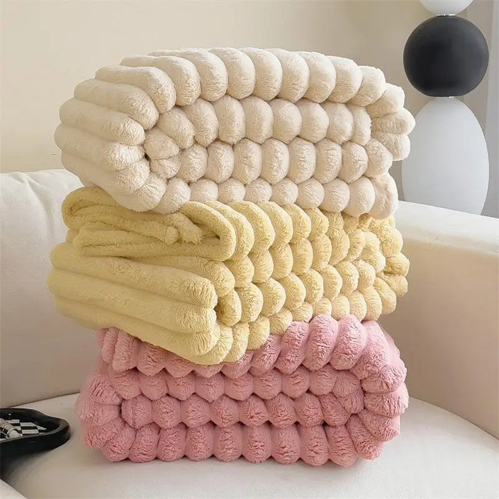 Luxurious Faux Rabbit Fur Throw Blanket - Soft, Warm & Cozy for Couch, Bed, Office, and Travel - Versatile All-Season Gift,