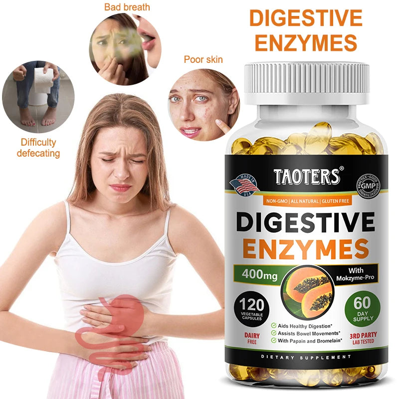 Taoters Digestive Enzyme + Probiotic Complex – 15-Strain Formula, Immune & Digestive Support – 60/120 Capsules