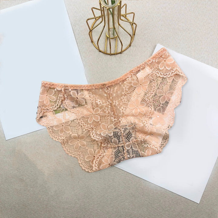 Sexy Lace Breathable Panties – Soft Transparent Mid-Rise Briefs for Women