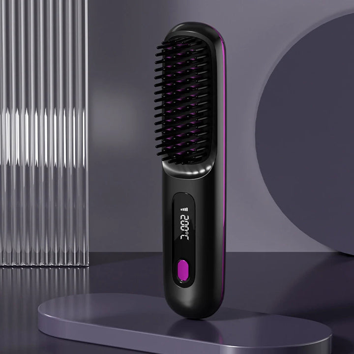 FreedomFlow Cordless Heat Brush – Rechargeable 3-Temp Straightening Comb