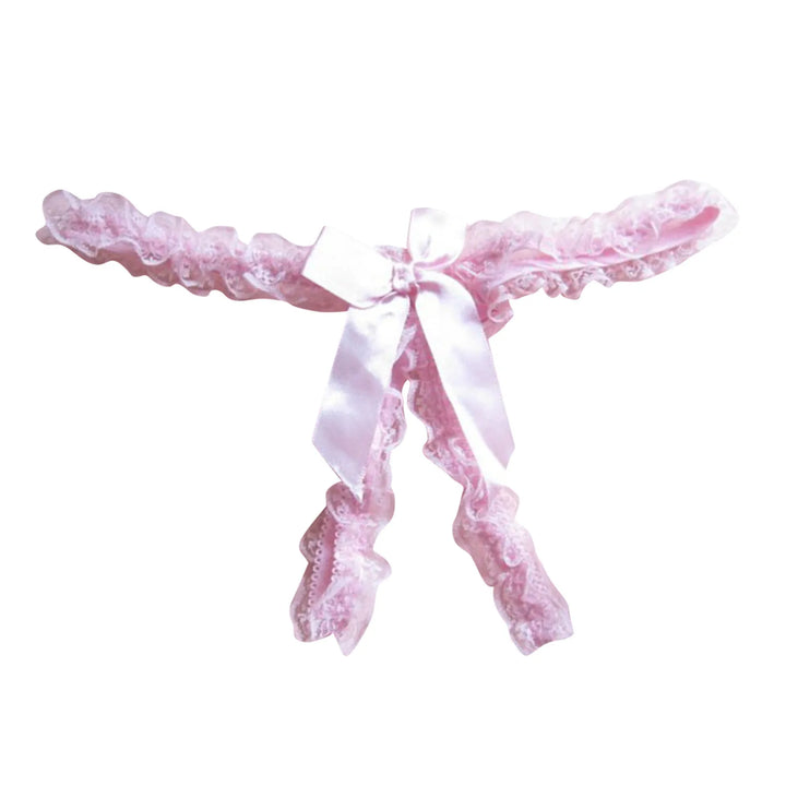 Crotchless Lace Bow Thong – Sexy Open Crotch G-String for Women