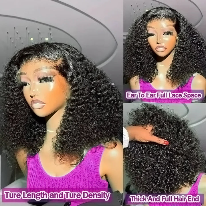 Deep Wave Luxe Bob Wig – 100% Human Hair with HD Transparent Lace