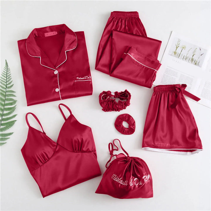 Women'S Pajamas Set - Sexy Stripe Shirts And Pants, Silk Soft Pyjama, Big Size Homewear, Cozy Spring Flower Print Sleepwear
