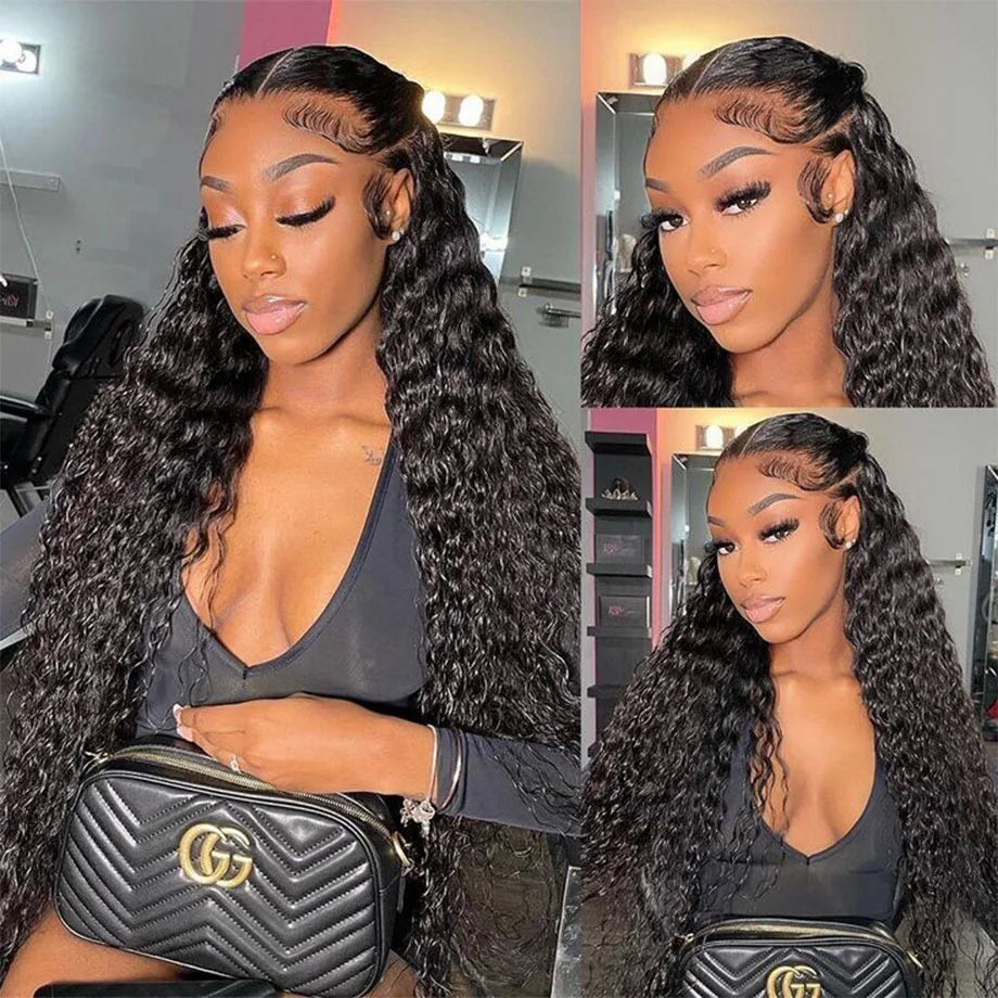 Cascade Deep Wave Lace Front Wig – HD Lace, 200% Density, 26”+ Brazilian Remy Hair