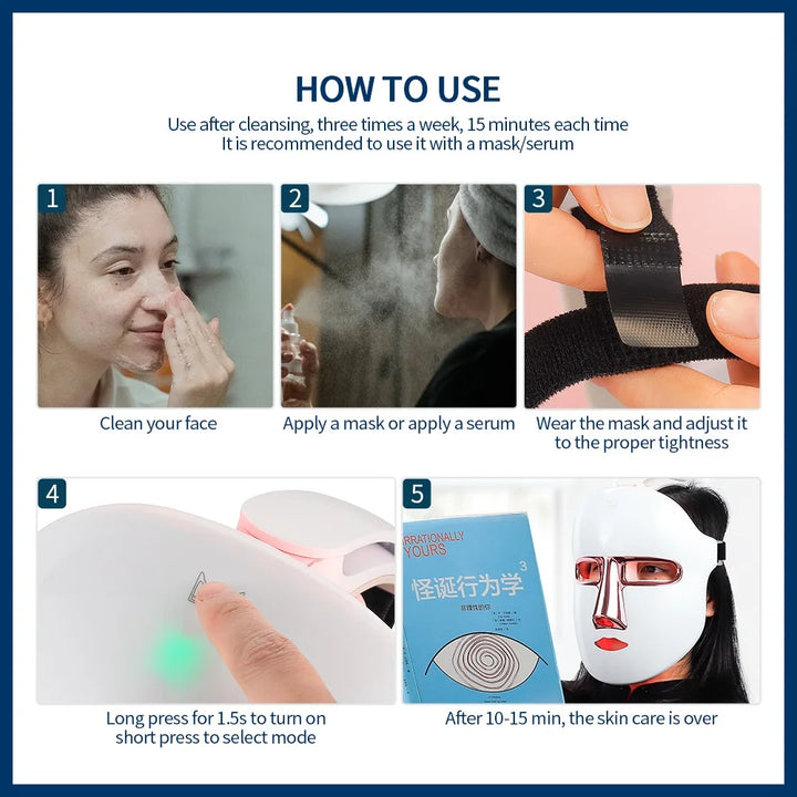 7-Color LED Light Therapy Face Mask – Wireless, Rechargeable & Vision-Friendly Design