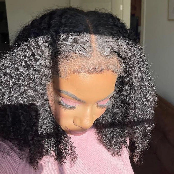 Kinky Curly Lace Front Bob – Natural 4C Edges Wig