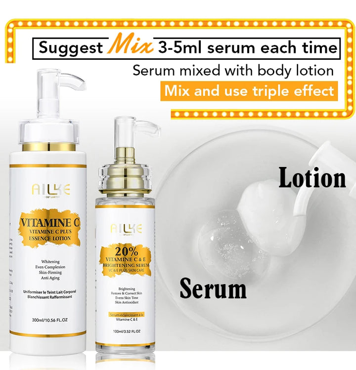 AILKE Vitamin C & E Organic Skin Care Kit – 4-in-1 Brightening Body Set