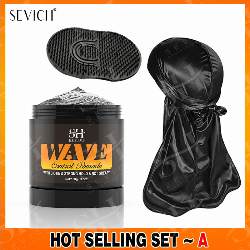 Biotin WaveControl Pomade – Strong Hold 360° Styling Cream for Men with Brush