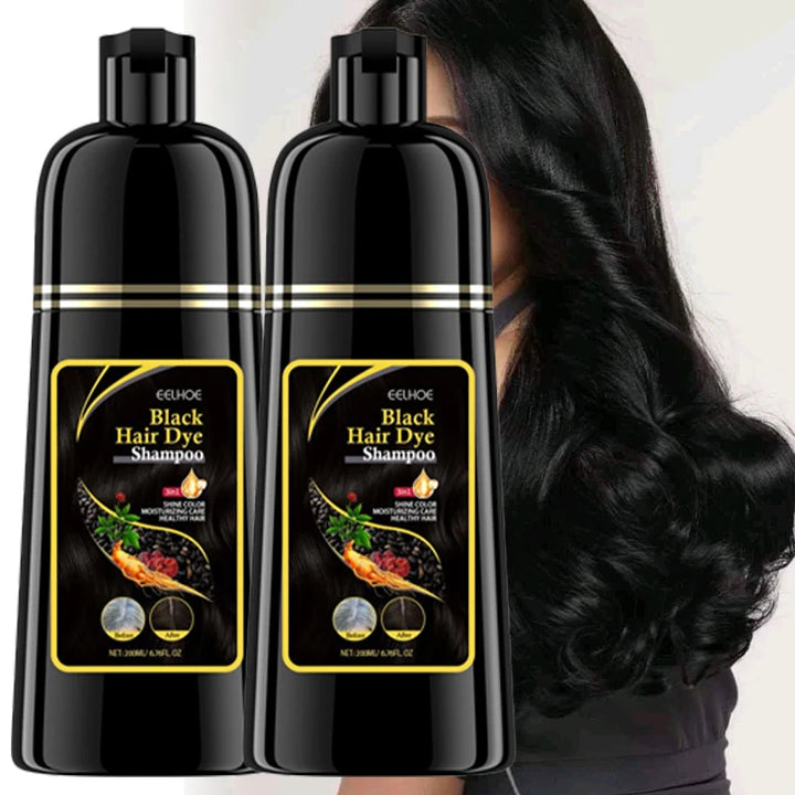 Eelhoe 3-in-1 Black Hair Coloring Shampoo – 2pcs Natural Herbal Polygonum Shampoo for Gray Coverage & Scalp Care (100ml Each)