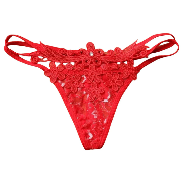 Floral Embroidered Lace G-String – Strappy Low-Waist Hipster Thong for Women